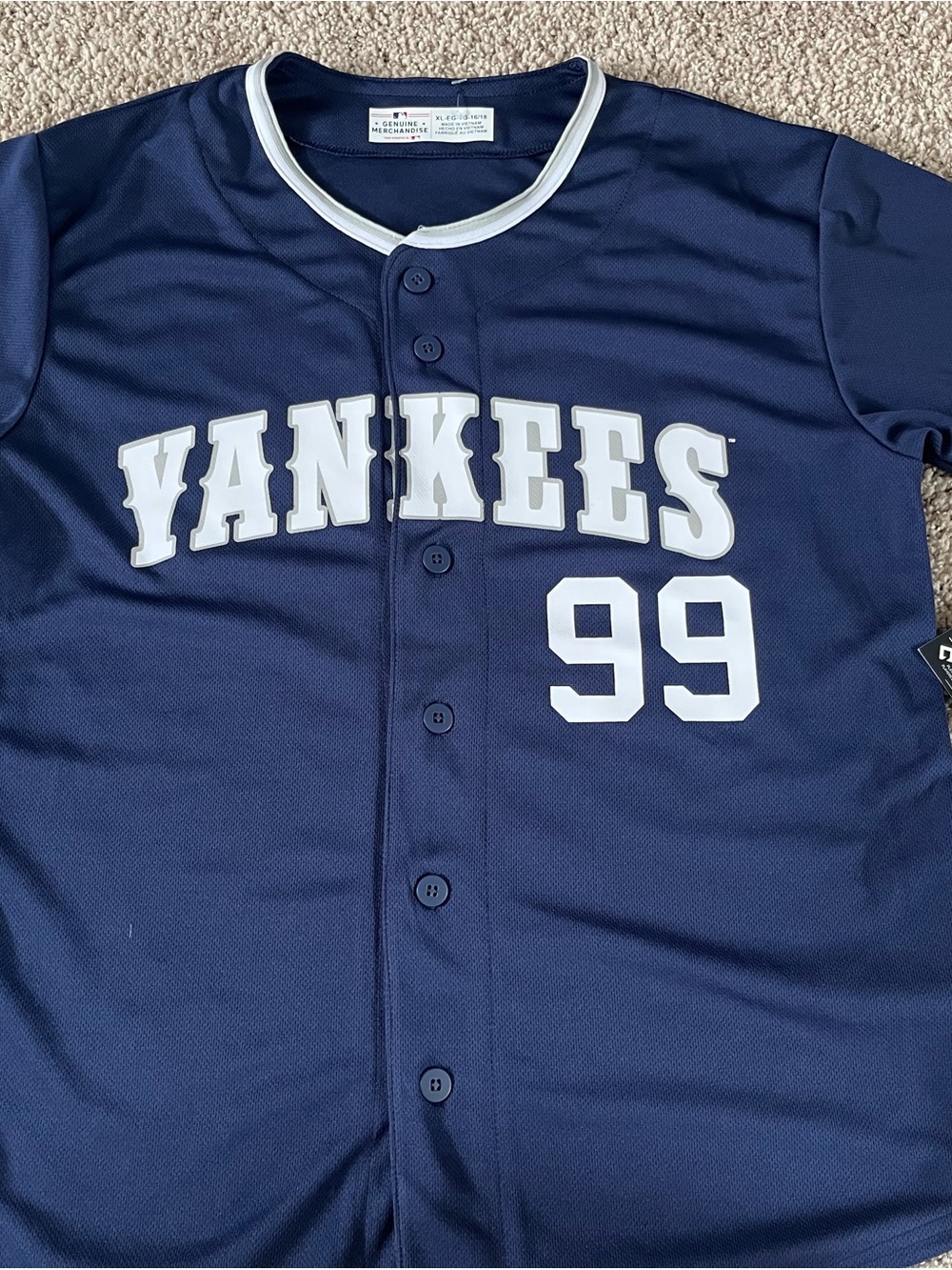 Yankees Aaron Judge Kids Button-Up Jersey Shirt - 99